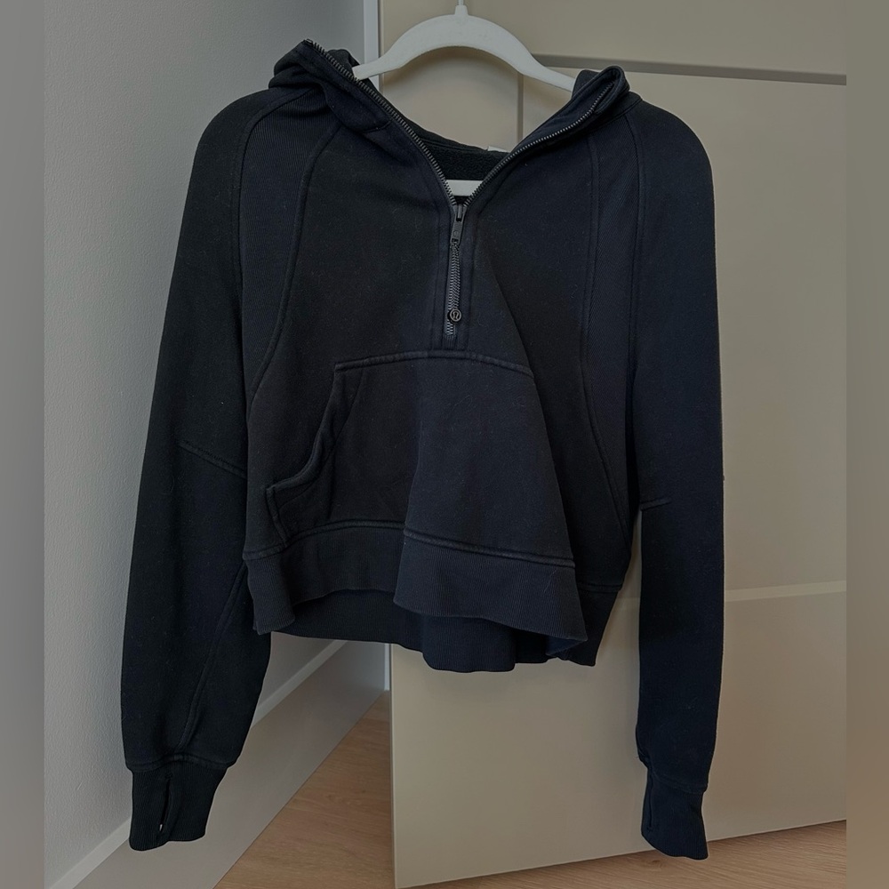 lululemon athletica Black Cropped Half-Zip Hoodie